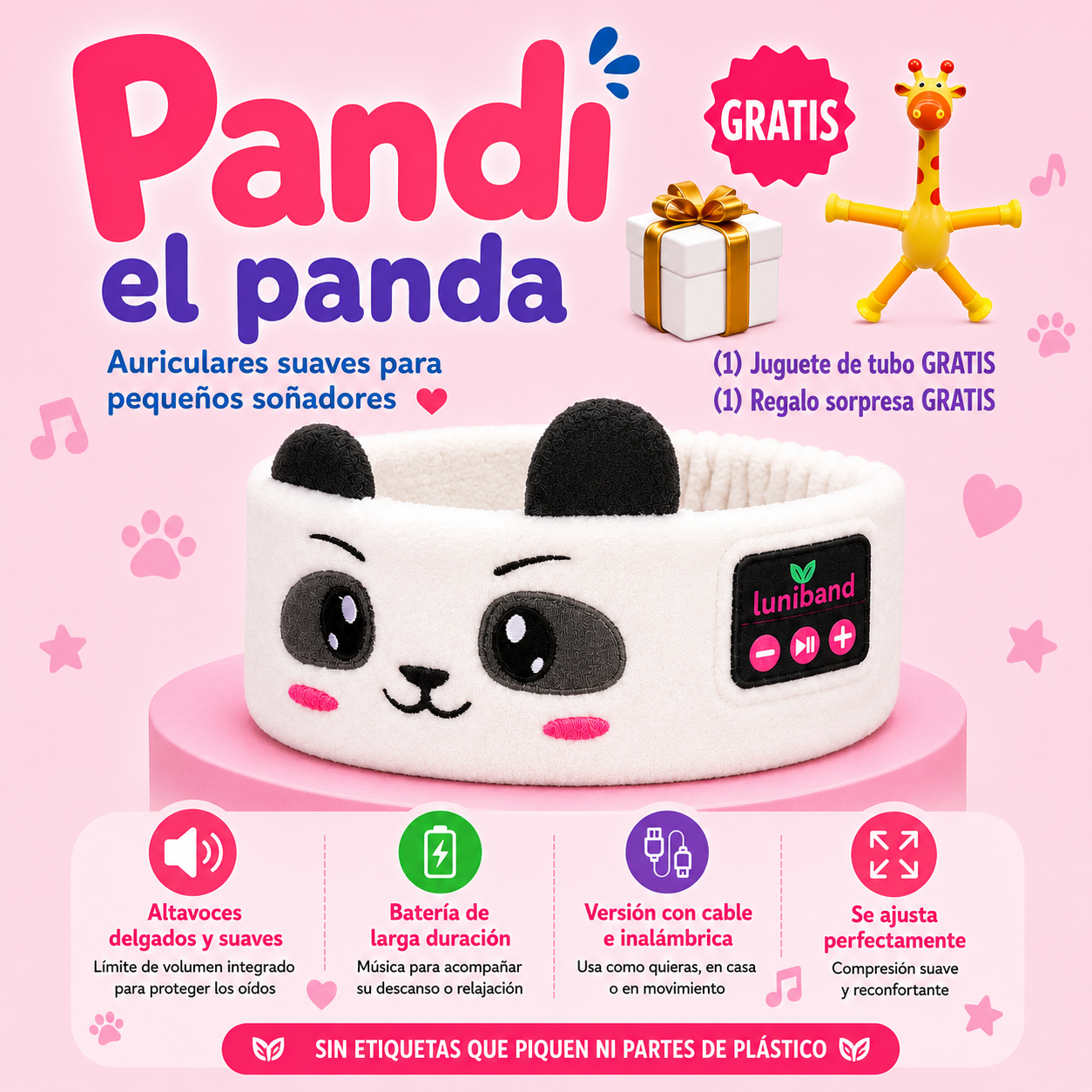 Luniband® | Banda con Auriculares Suaves para Niños