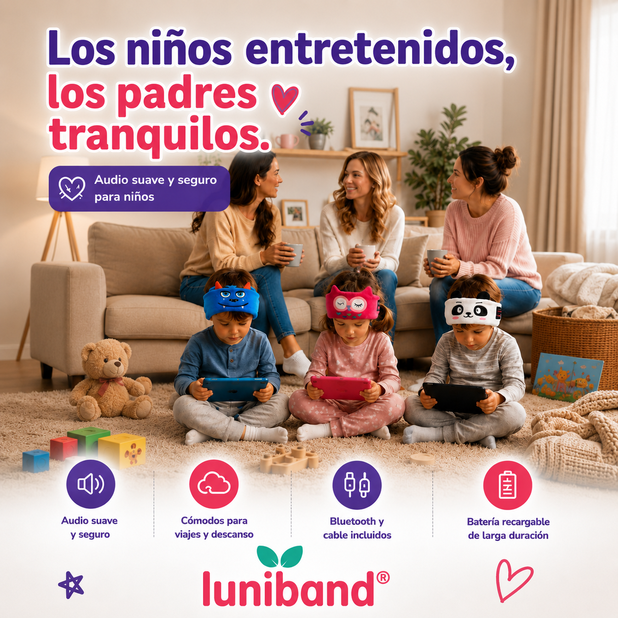Luniband® | Banda con Auriculares Suaves para Niños