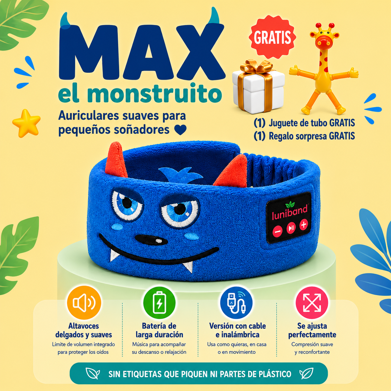 Luniband® | Banda con Auriculares Suaves para Niños