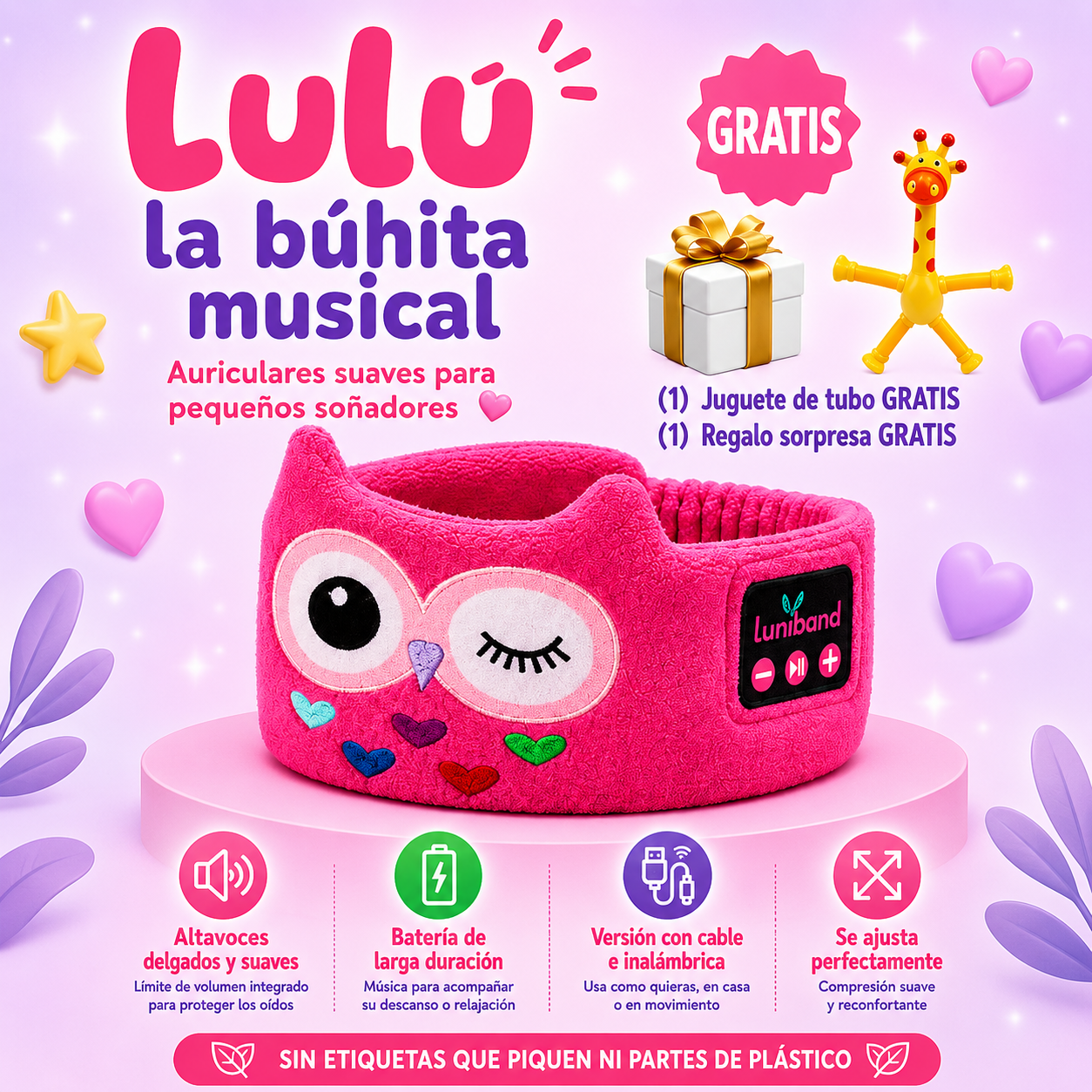 Luniband® | Banda con Auriculares Suaves para Niños